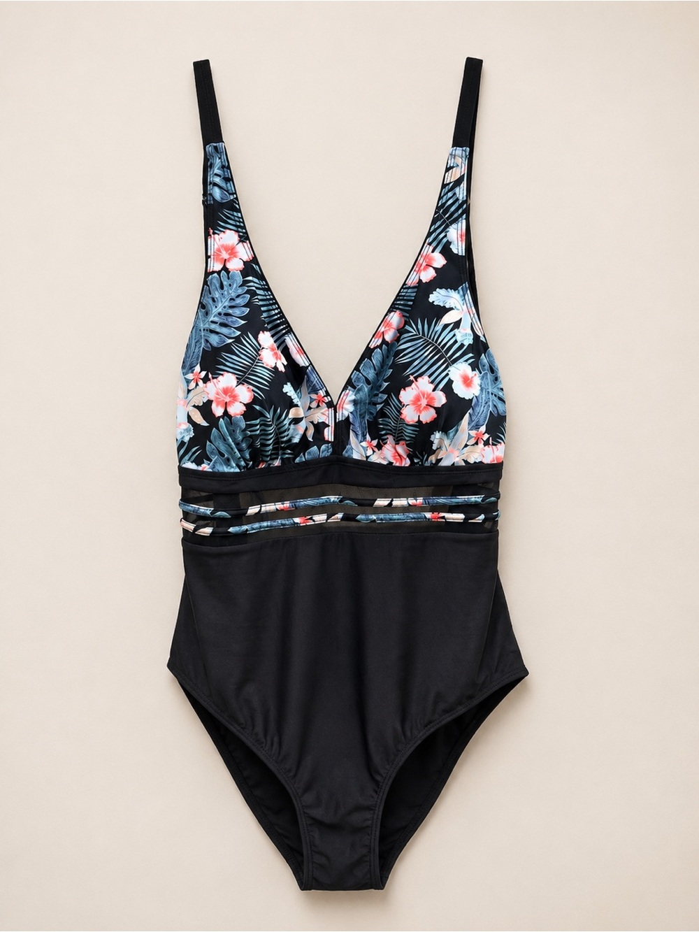 Floral V-Neck One-Piece Swimsuit size 3X